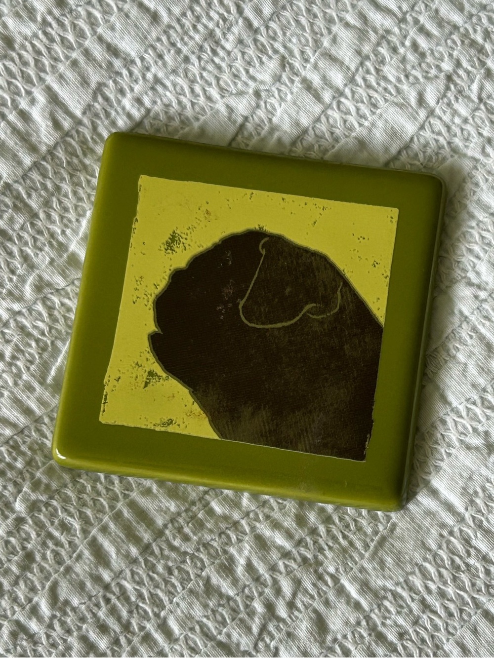 Green Ceramic Pug Silhouette Magnet